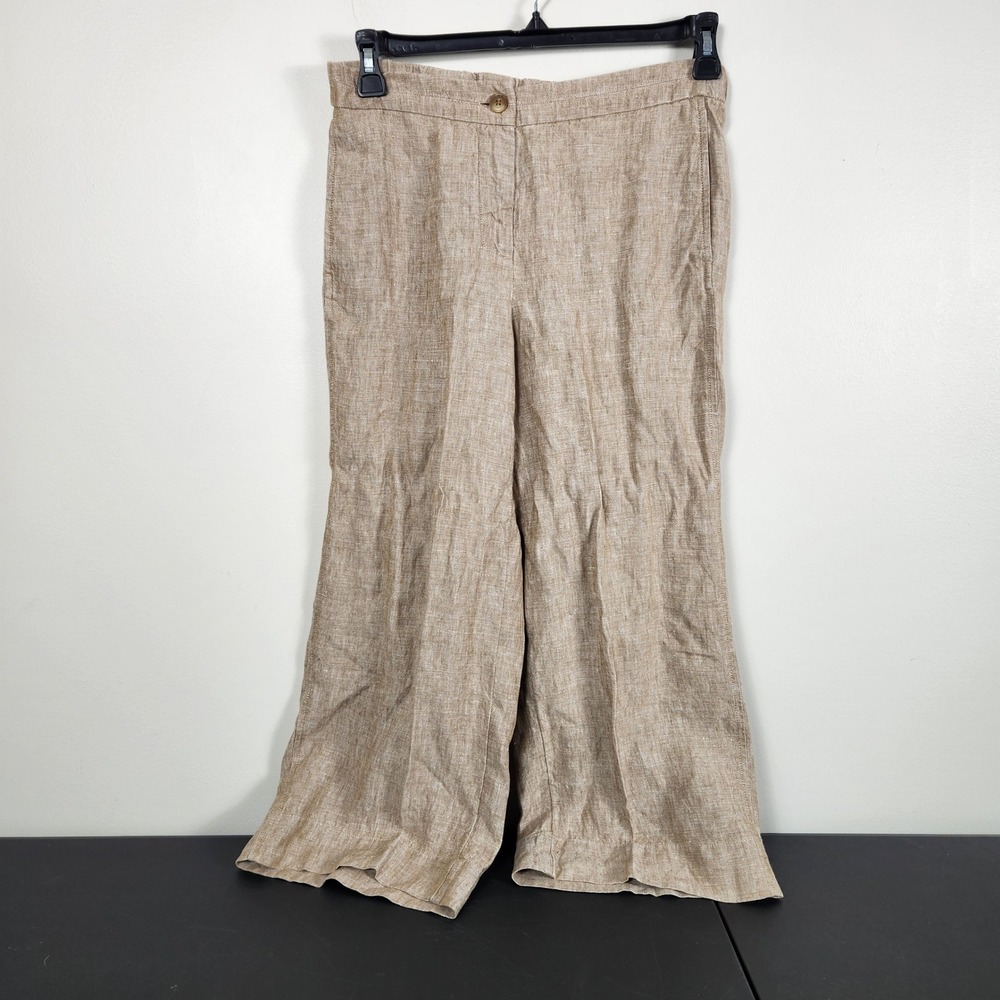 J. Jill Love Linen Wide Leg Pants Tan Oatmeal Coastal Beachy Petite Small S P